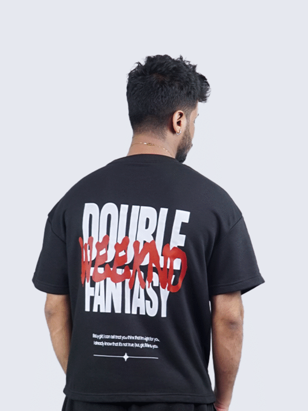Weekend Black Oversized Graphic Tee