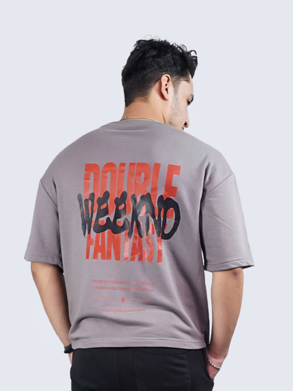 Weekend Grey Oversized Graphic Tee